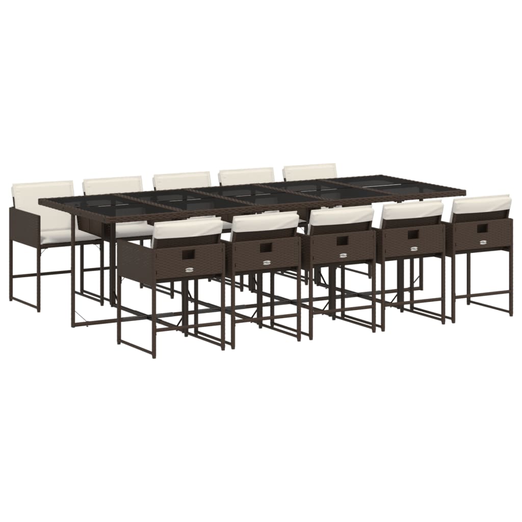 Garden Dining Set Brown, Black, Cream White