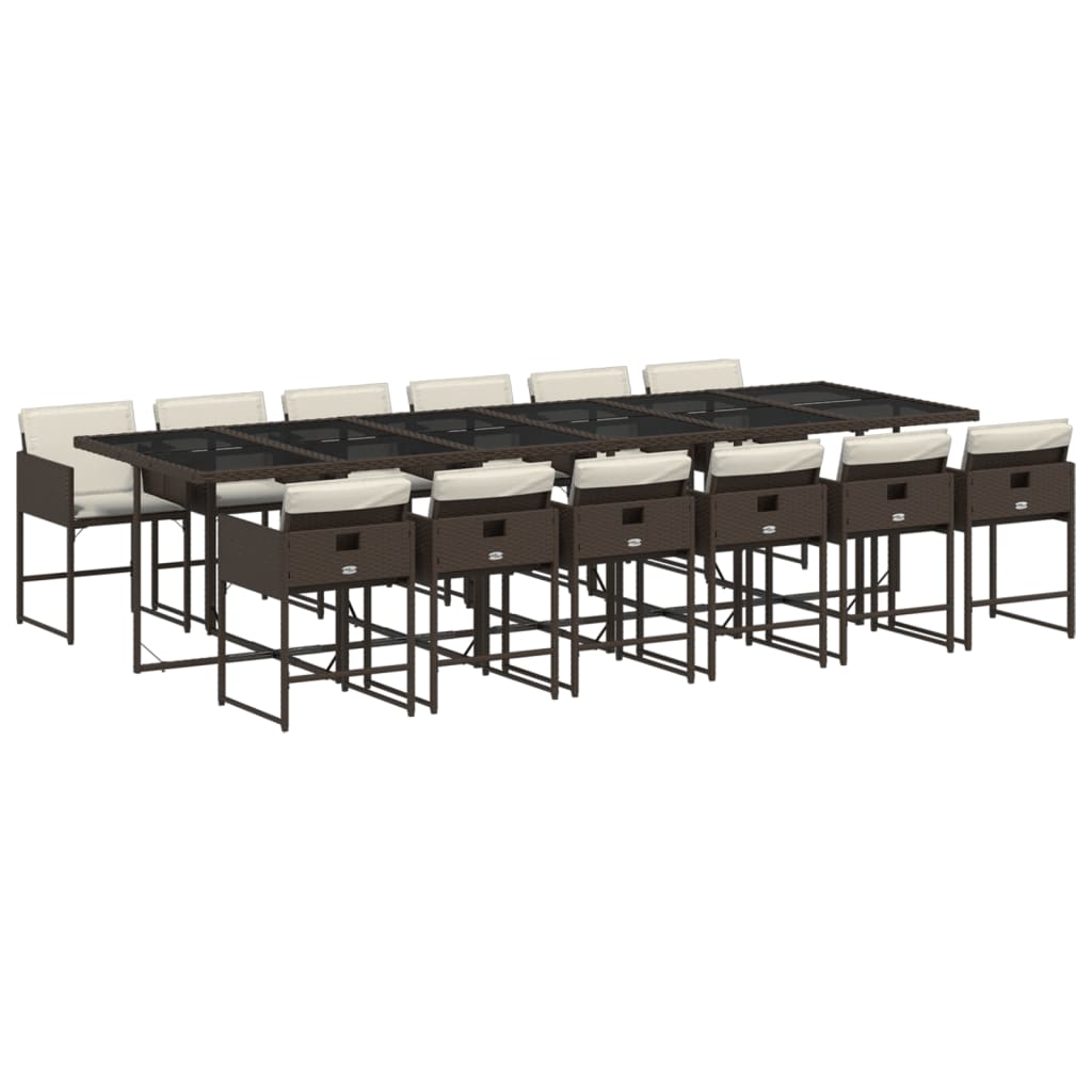 Garden Dining Set Brown PE Rattan 12-Seater Foldable