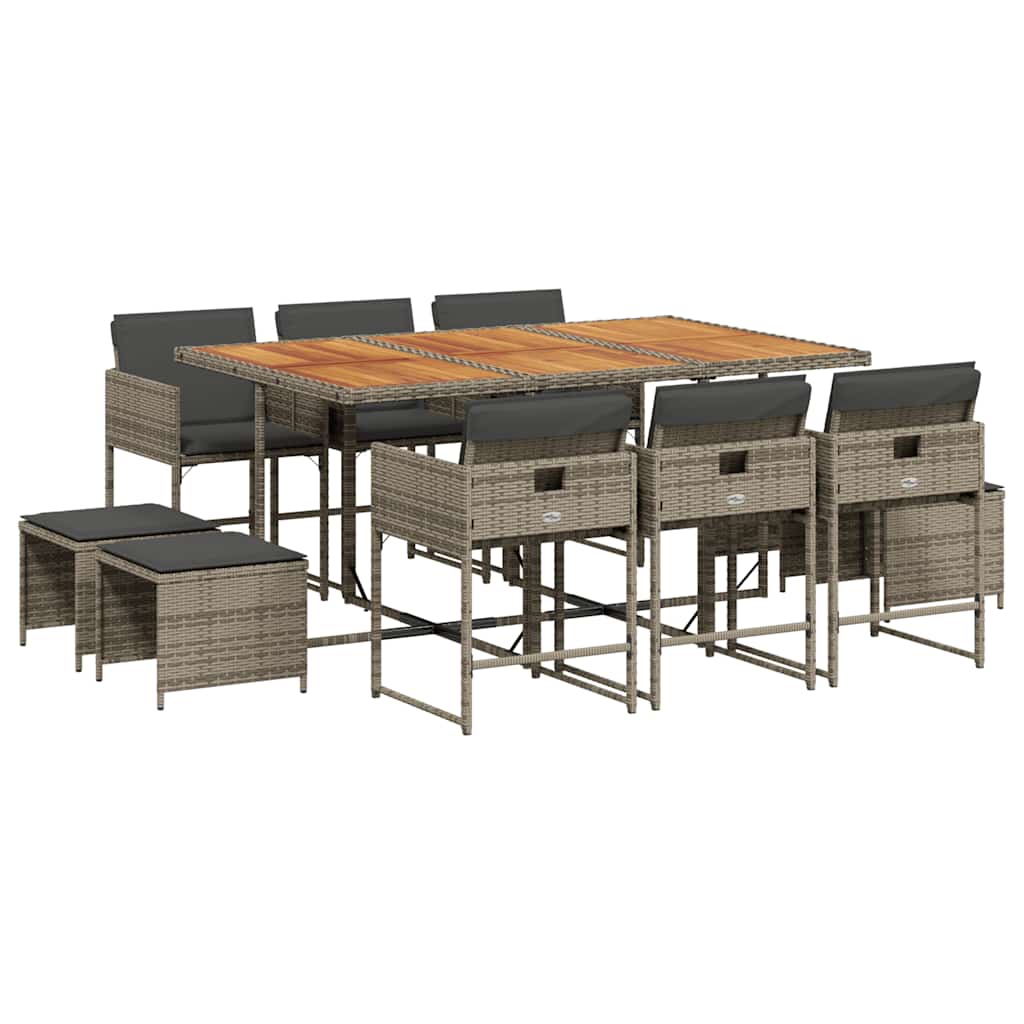 Garden Dining Set Gray and Brown