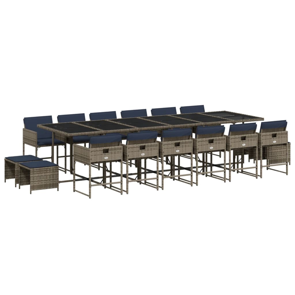 Patio Dining Set Set of 16 Grey