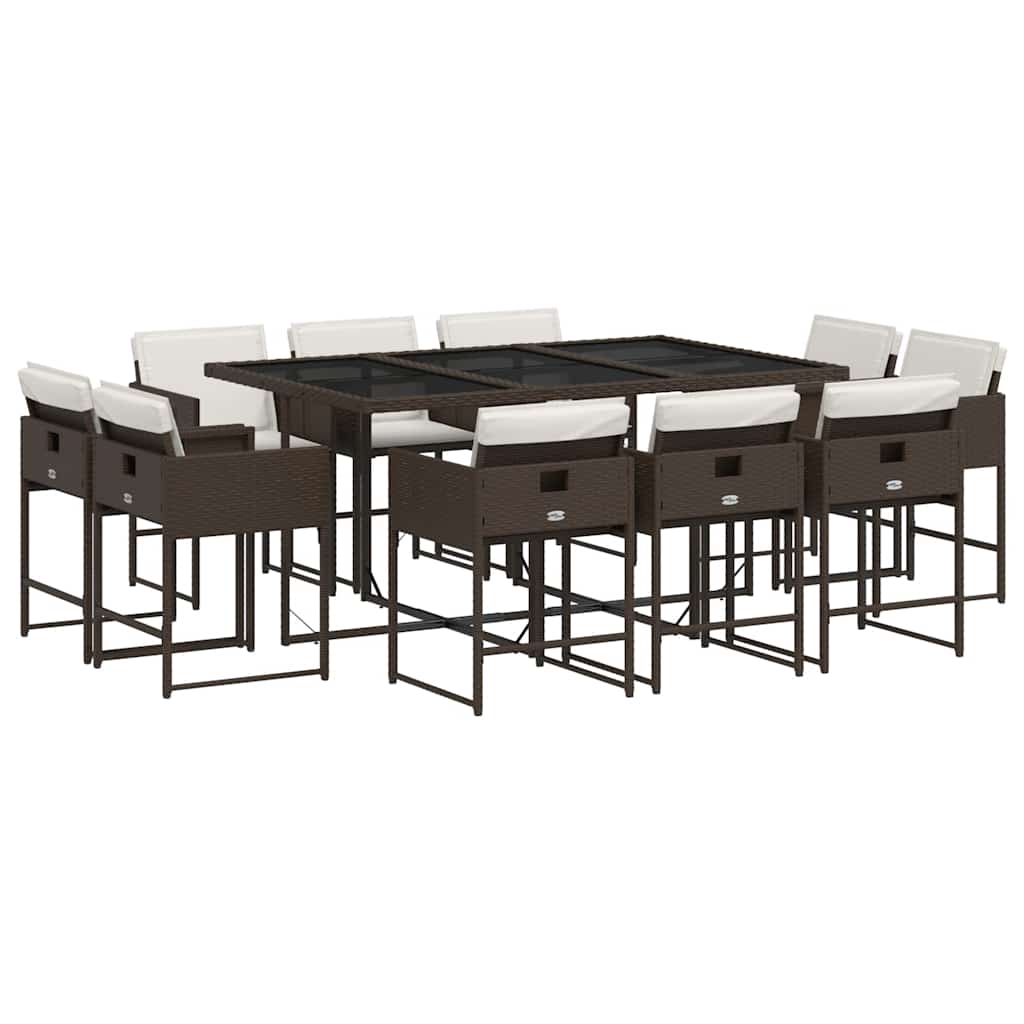 Patio Dining Set Set of 10 Brown