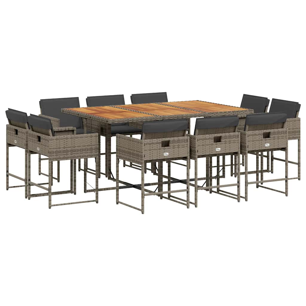 Patio Dining Set Set of 10 Gray, Dark Gray