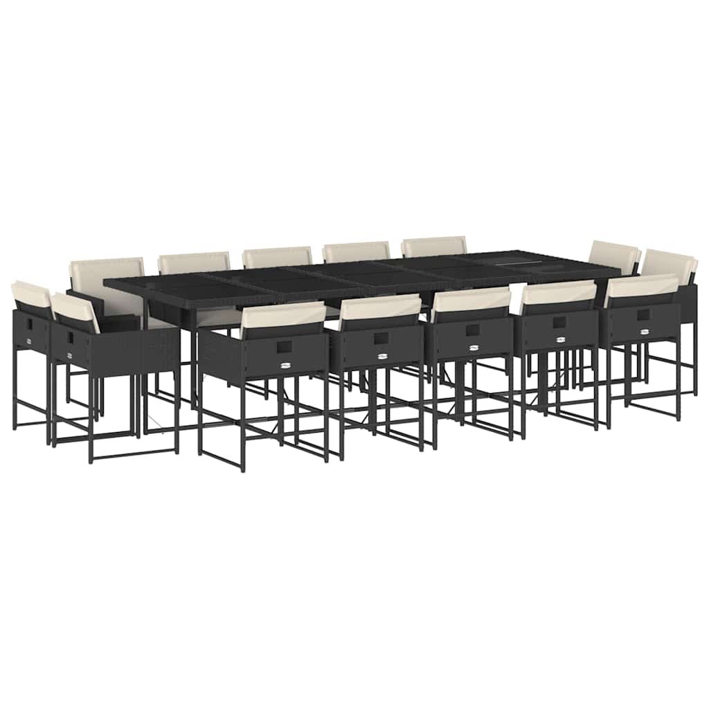 Patio Dining Set Set of 14 Black, Cream White