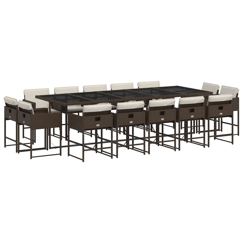 Patio Dining Set Set of 14 Brown, Cream White