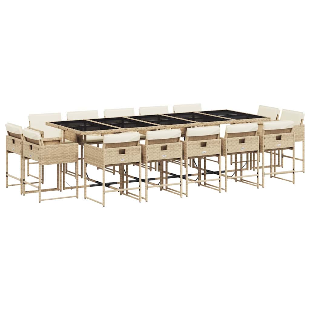 Patio Dining Set Set of 14 Beige