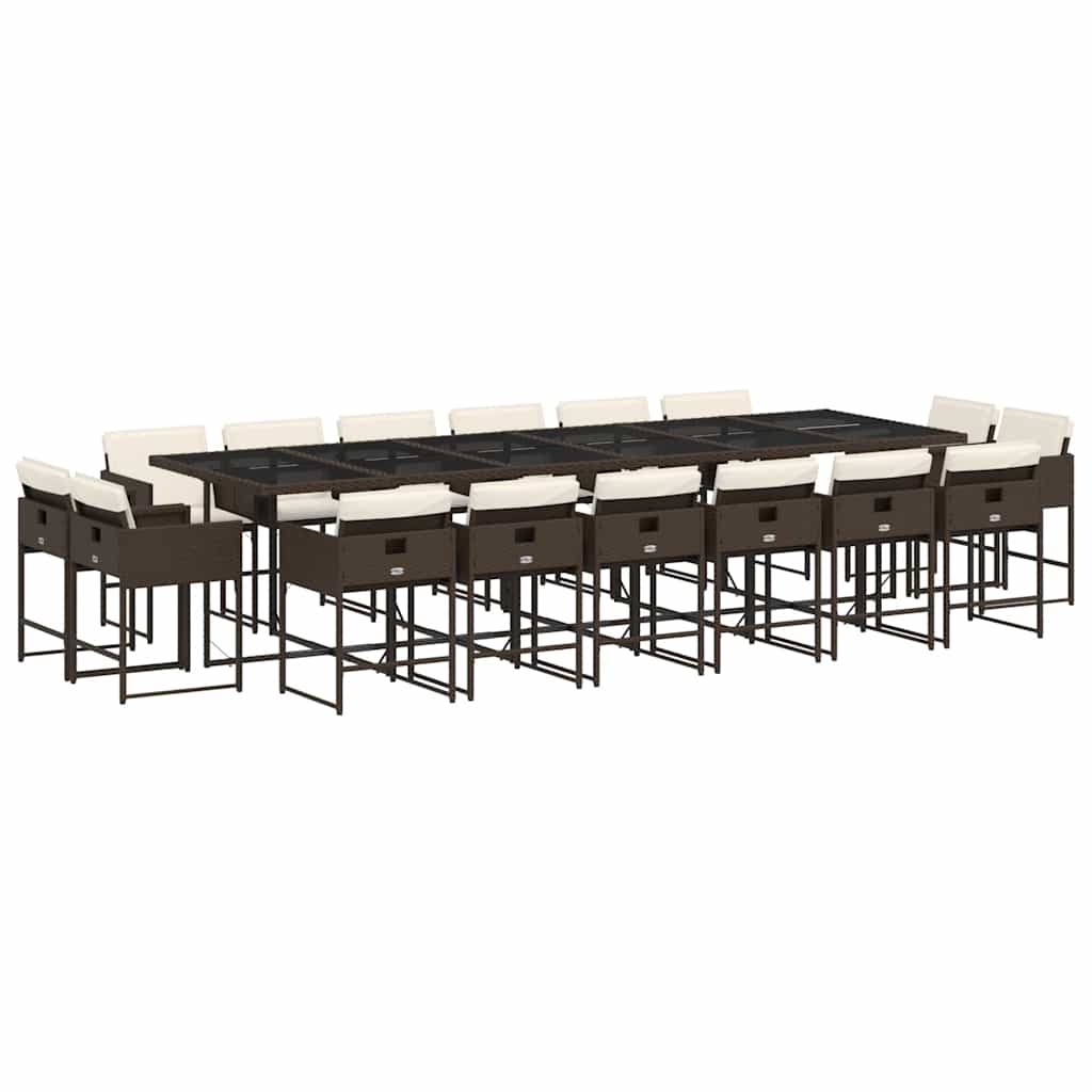 Patio Dining Set Set of 16 Brown and Cream white