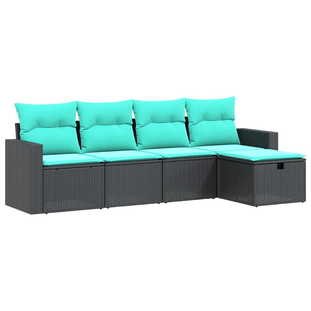 Garden Sofa Set Black PE Rattan Large Modular Garden Sofa Set