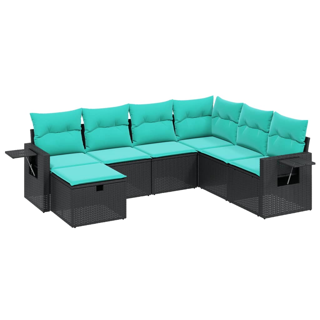Garden Sofa Set Black Poly Rattan Large Modular