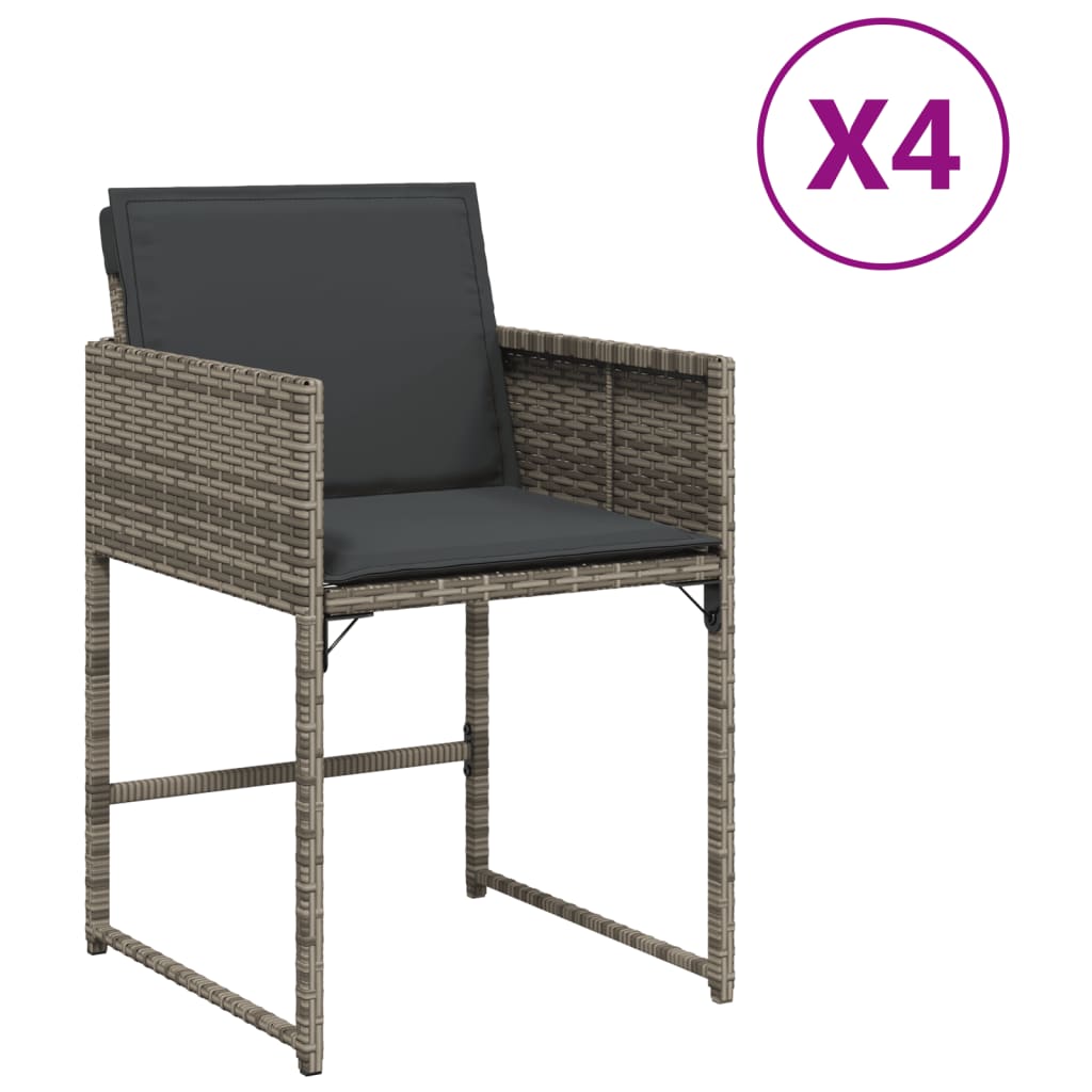 Patio Chair Grey PE rattan, powder-coated steel Standard Foldable