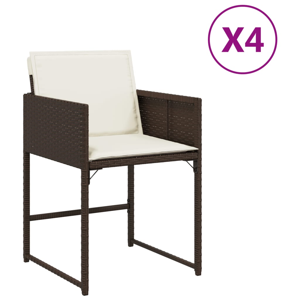 Patio Chair Brown PE Rattan Medium Foldable Patio Chair