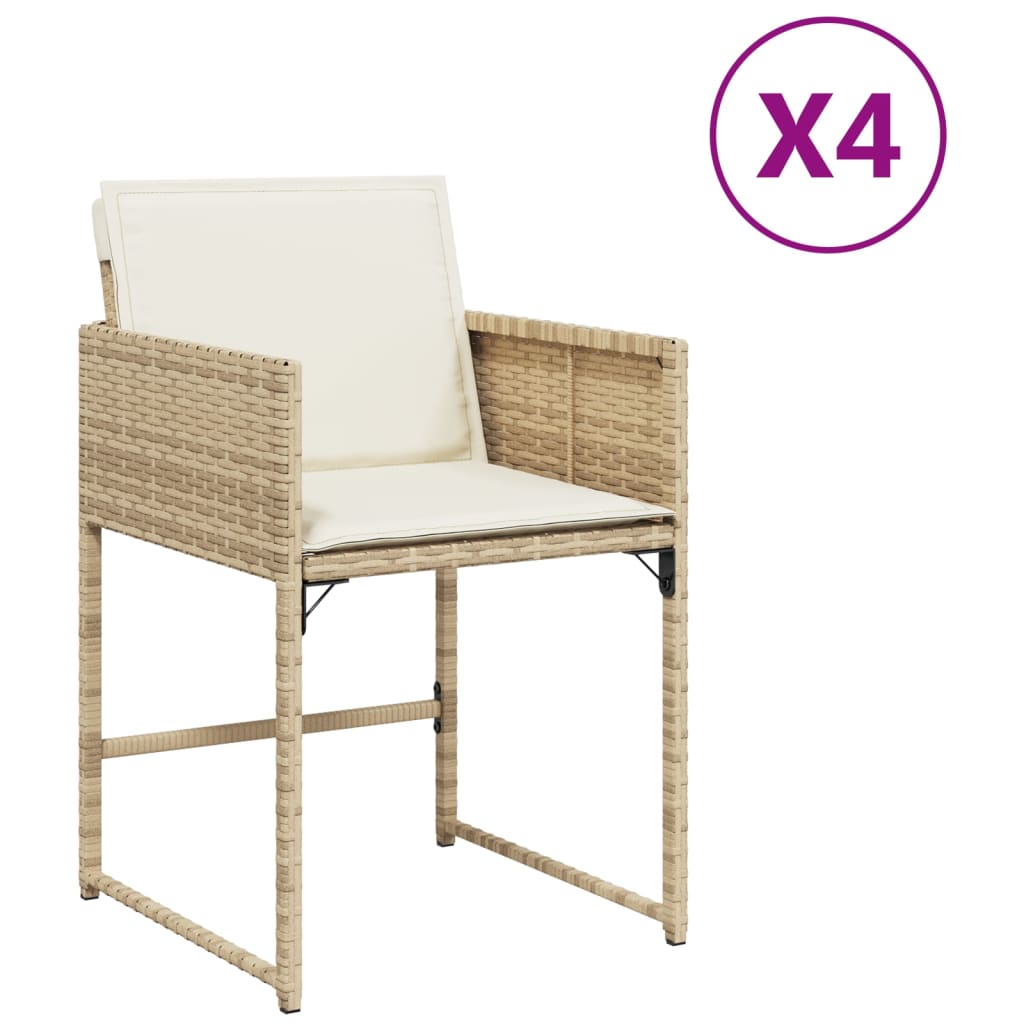 Patio Chair Beige PE Rattan Standard Foldable Patio Chair