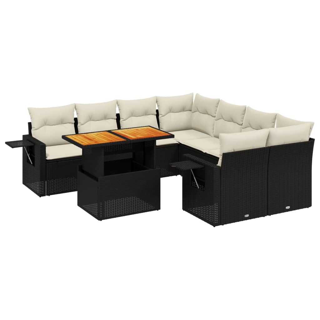 Garden Sofa Set Black and Cream White