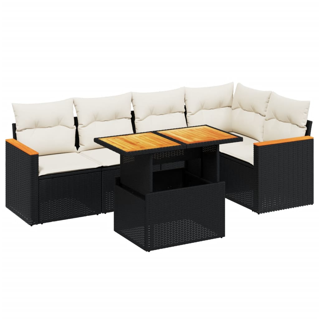 Garden Sofa Set Black PE rattan 6-Piece Set Modular