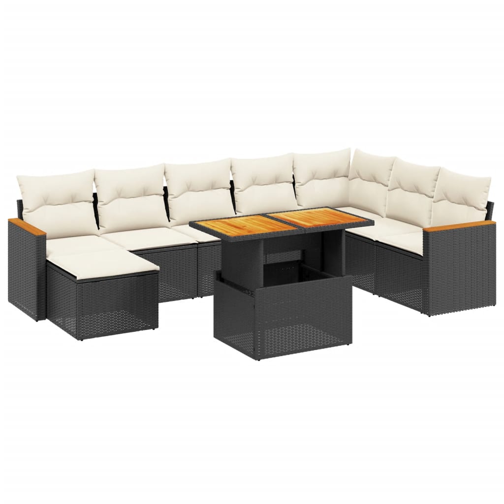 Garden Sofa Set Black PE rattan Large Modular Garden Sofa Set