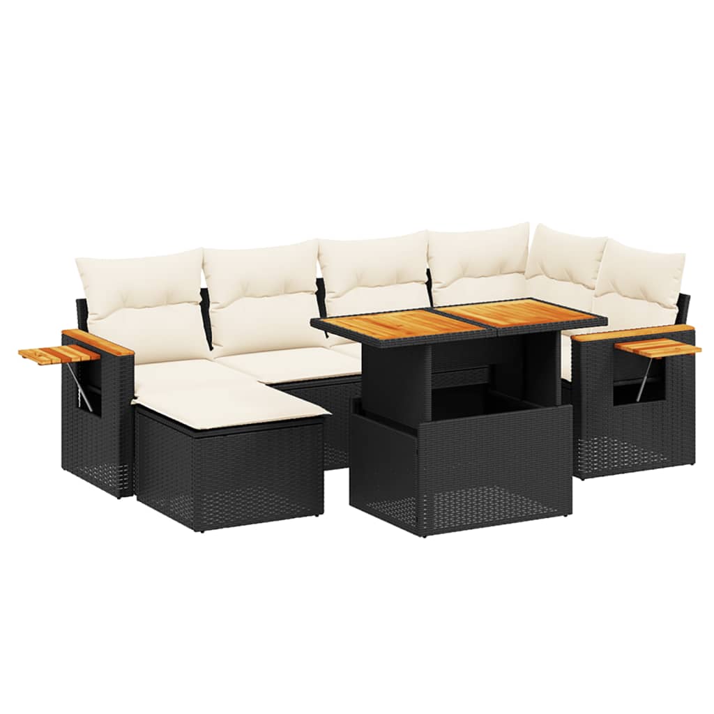Garden Sofa Set Black PE Rattan Large Modular Garden Sofa Set