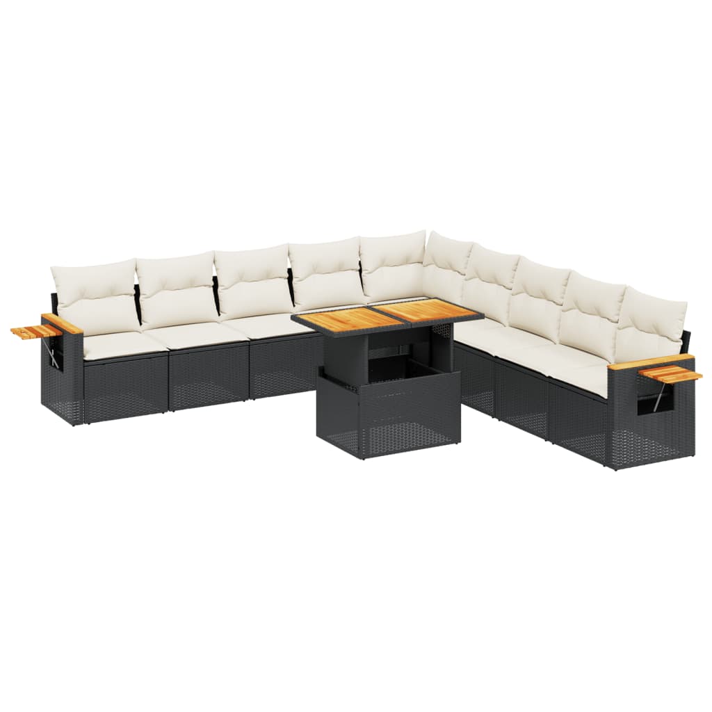 Garden Sofa Set Black PE rattan Large Adjustable Armrests