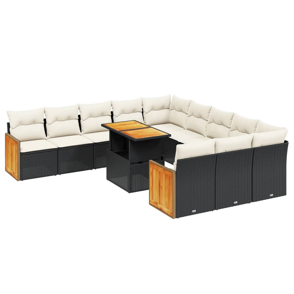 Garden Sofa Set Black PE rattan Large Adjustable Armrests