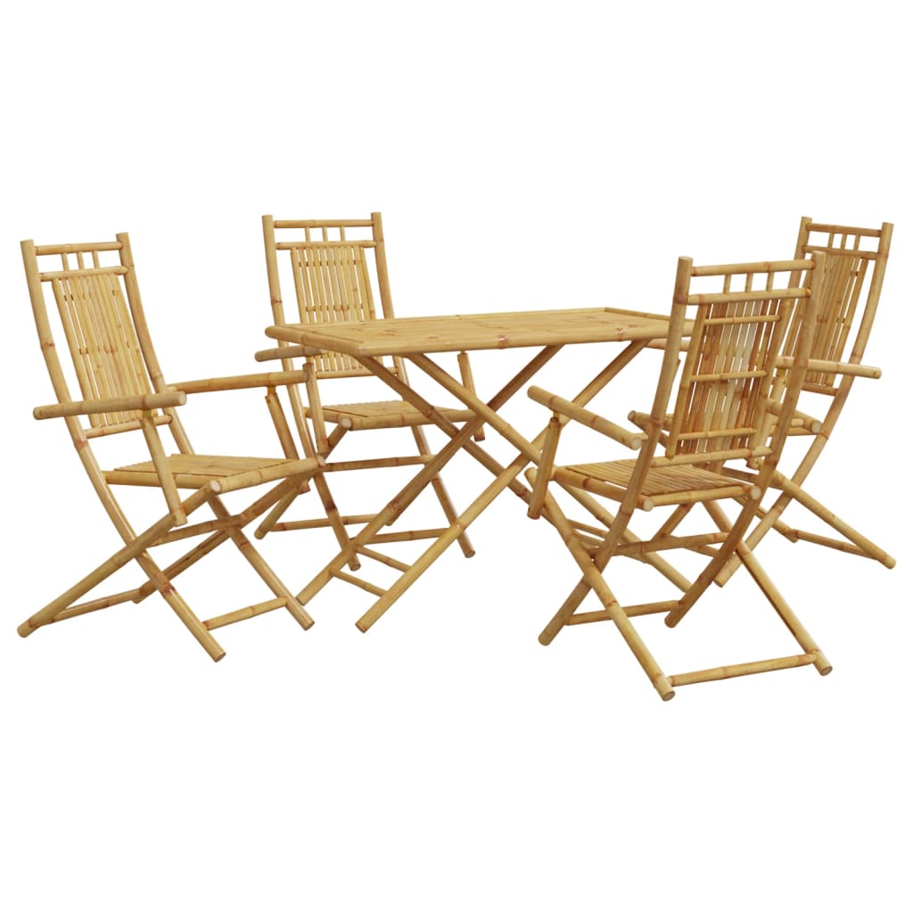 Garden Dining Set Natural Bamboo Bamboo Medium Foldable