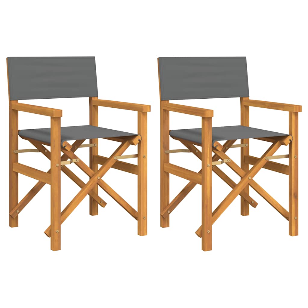 Director's Chair Set of 2 Grey Teak wood and polyester Medium