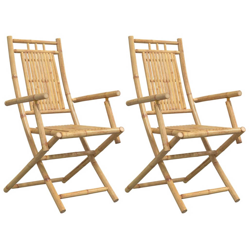 Garden Chair Set of 2 Natural Bamboo Bamboo Medium Foldable