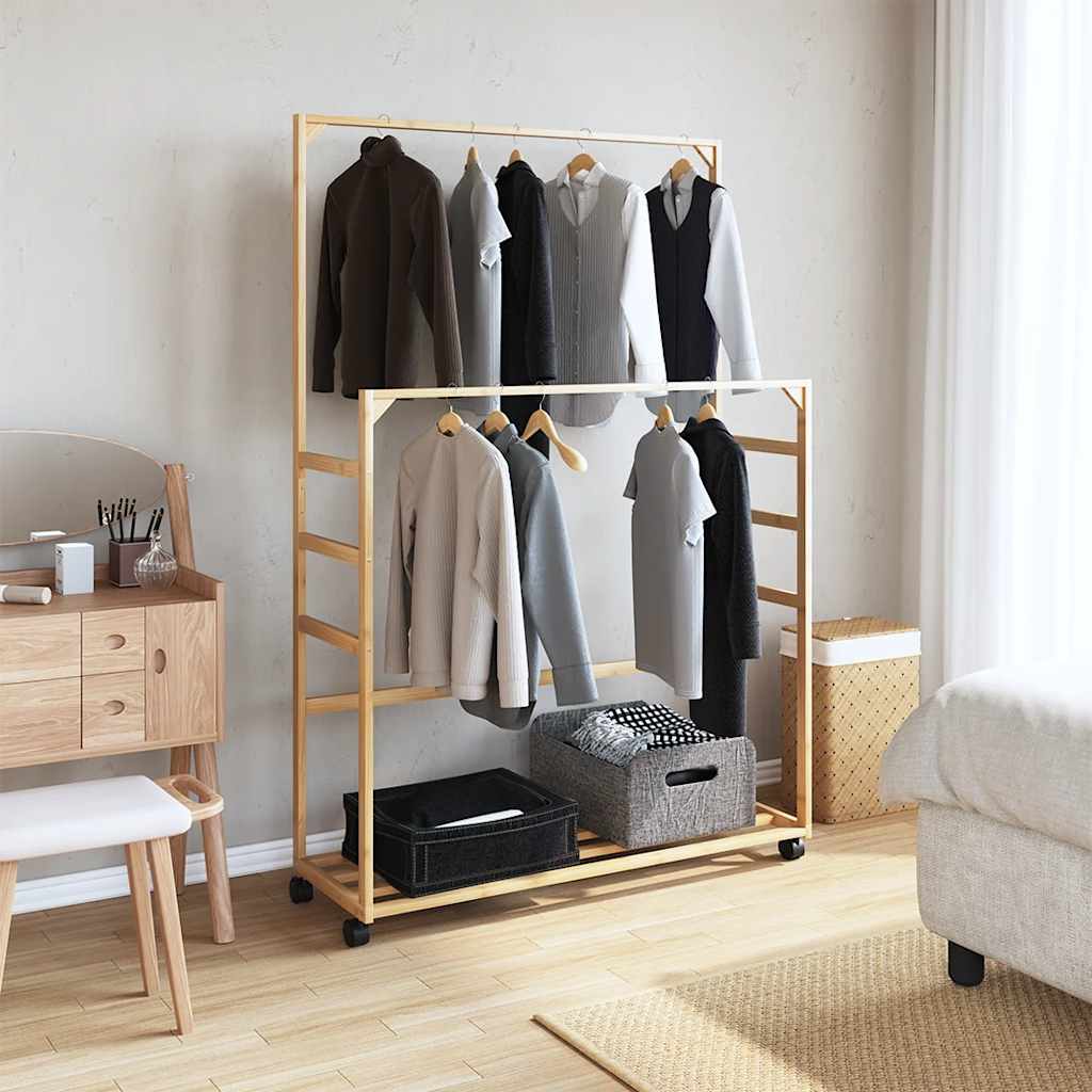 Clothes Rack Bamboo Natural Bamboo 35.4 x 13.8 x 61.0 in Rollable