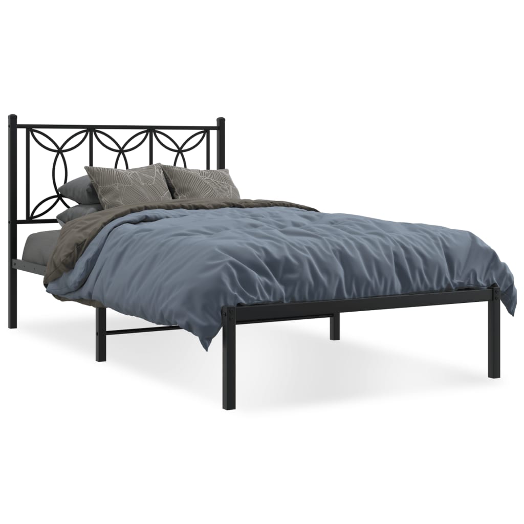 Bed Frame Black Steel Twin Bed Frame Rectangular Modern