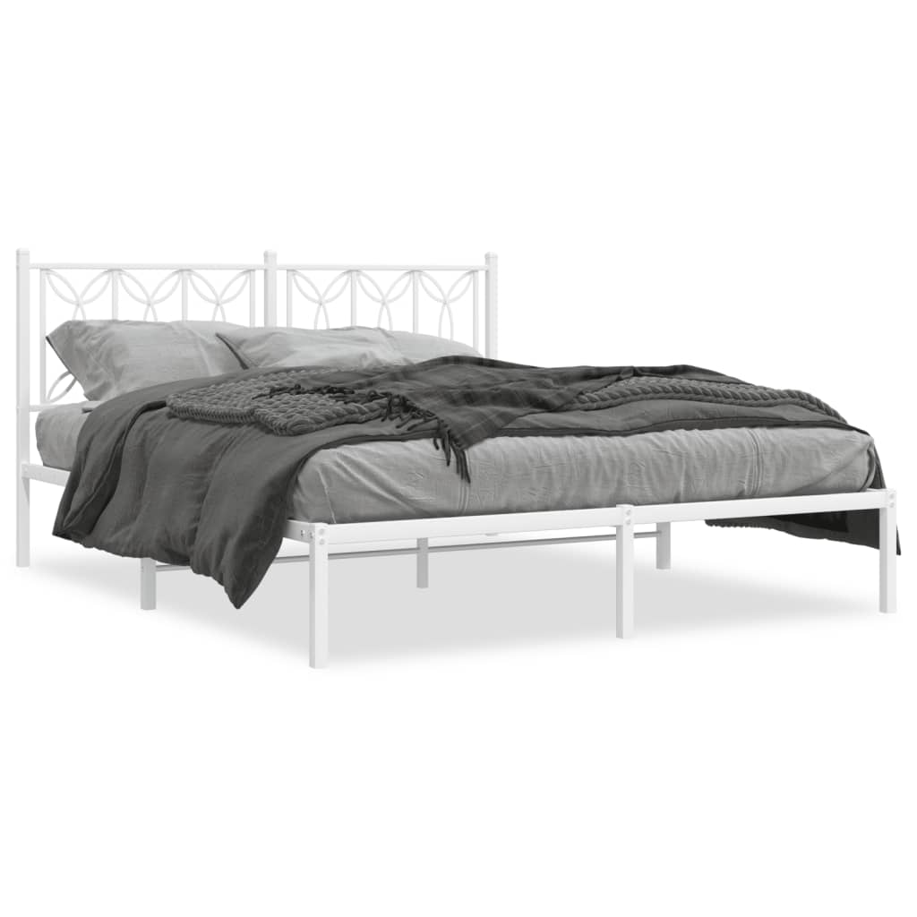 Bed Frame White Steel King Bed Frame Rectangular Modern