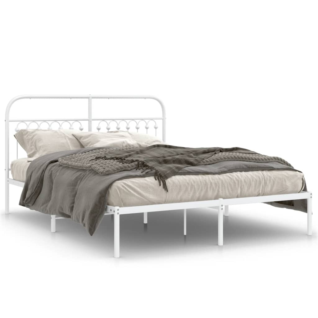 Bed Frame White Steel King Bed Frame Rectangular Traditional