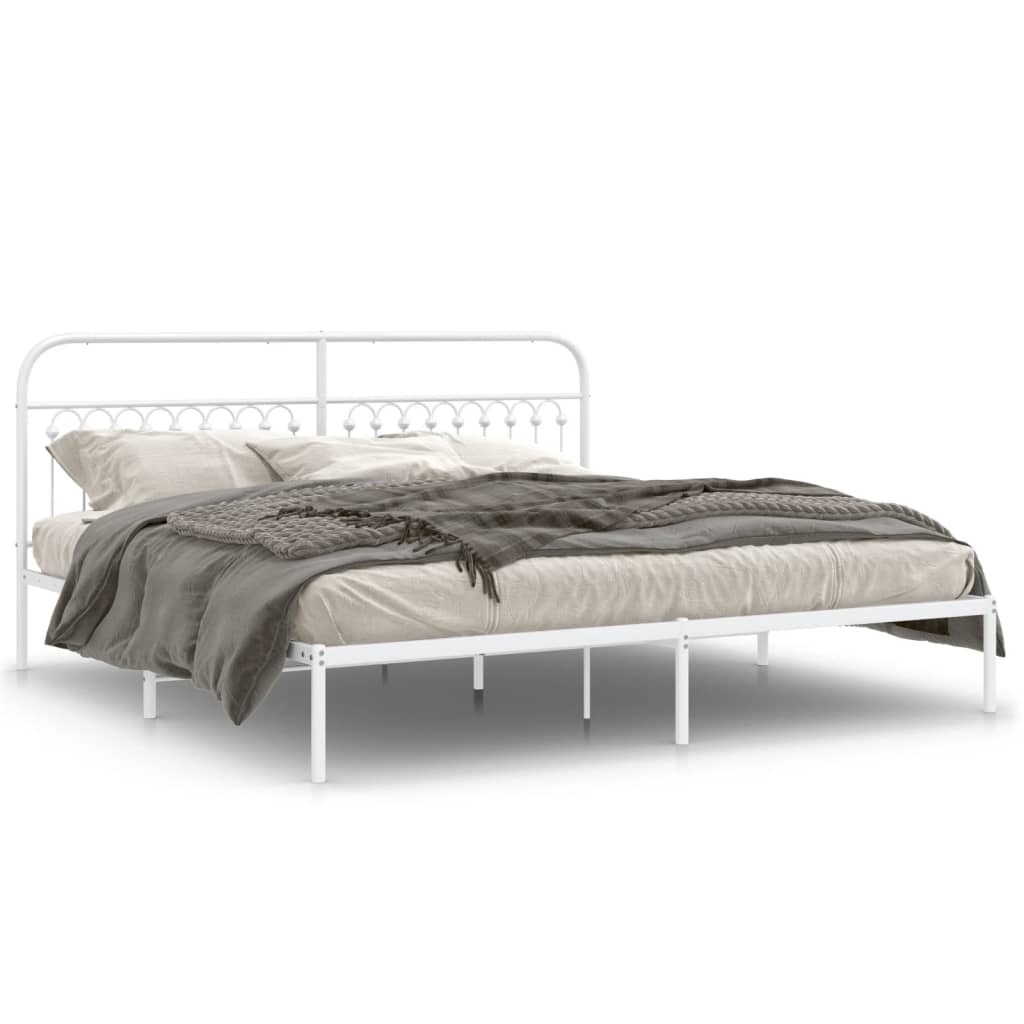 Bed Frame White Steel Full Bed Frame Rectangular Traditional