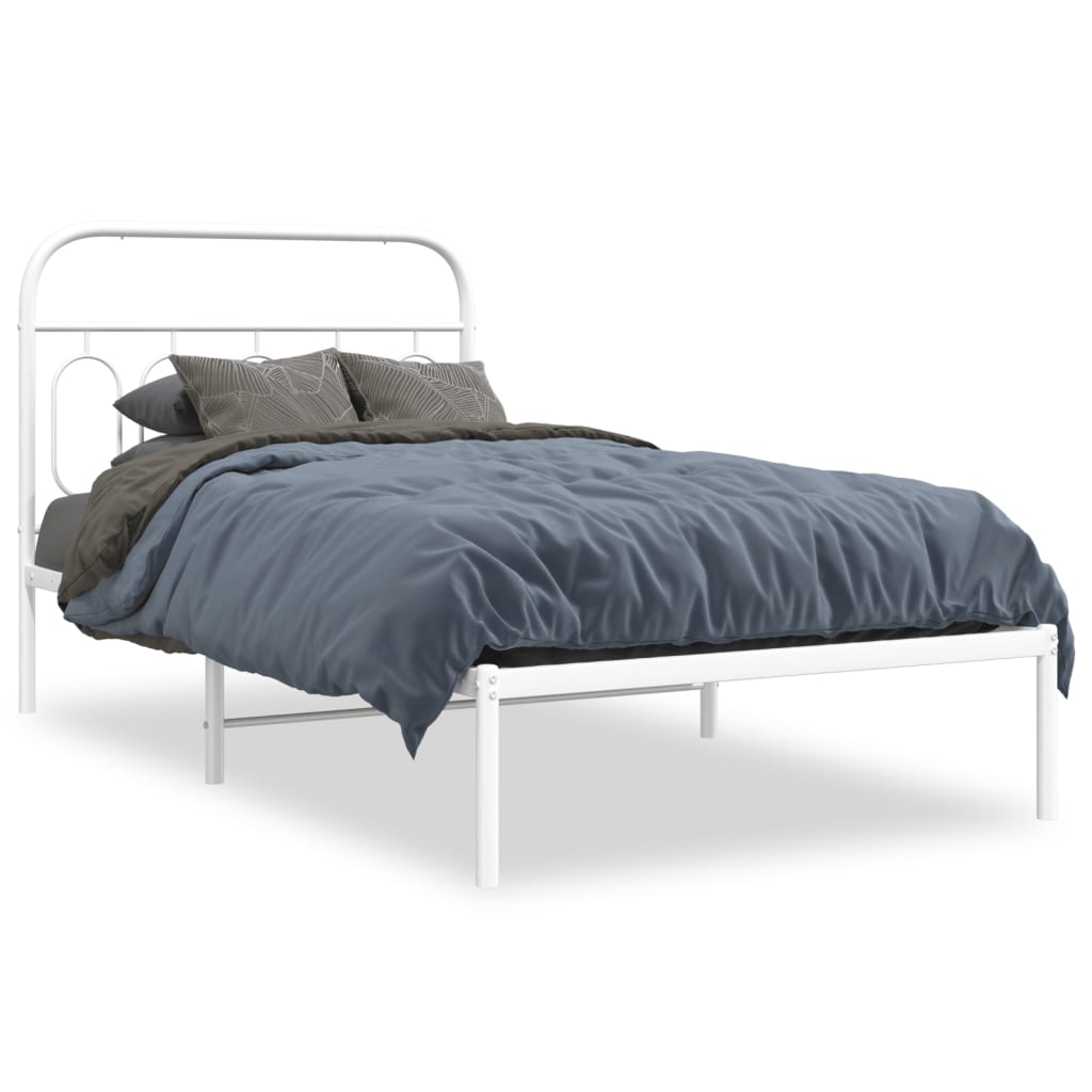 Bed Frame White Steel Twin Bed Frame Rectangular Modern
