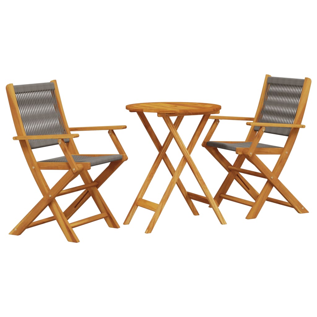 Bistro Set Grey Solid acacia wood, polypropylene Standard