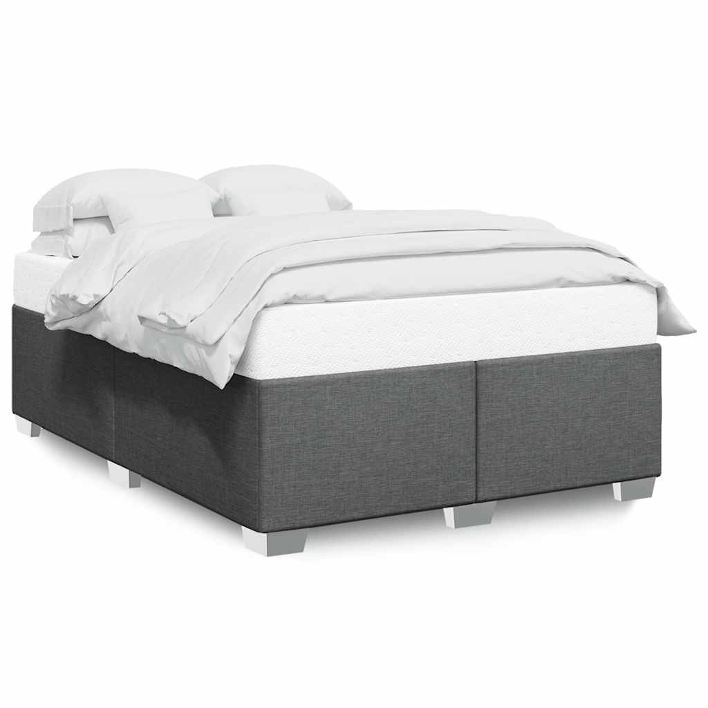 Bed Frame Dark Gray Polyester, Plywood, Solid pine wood Queen