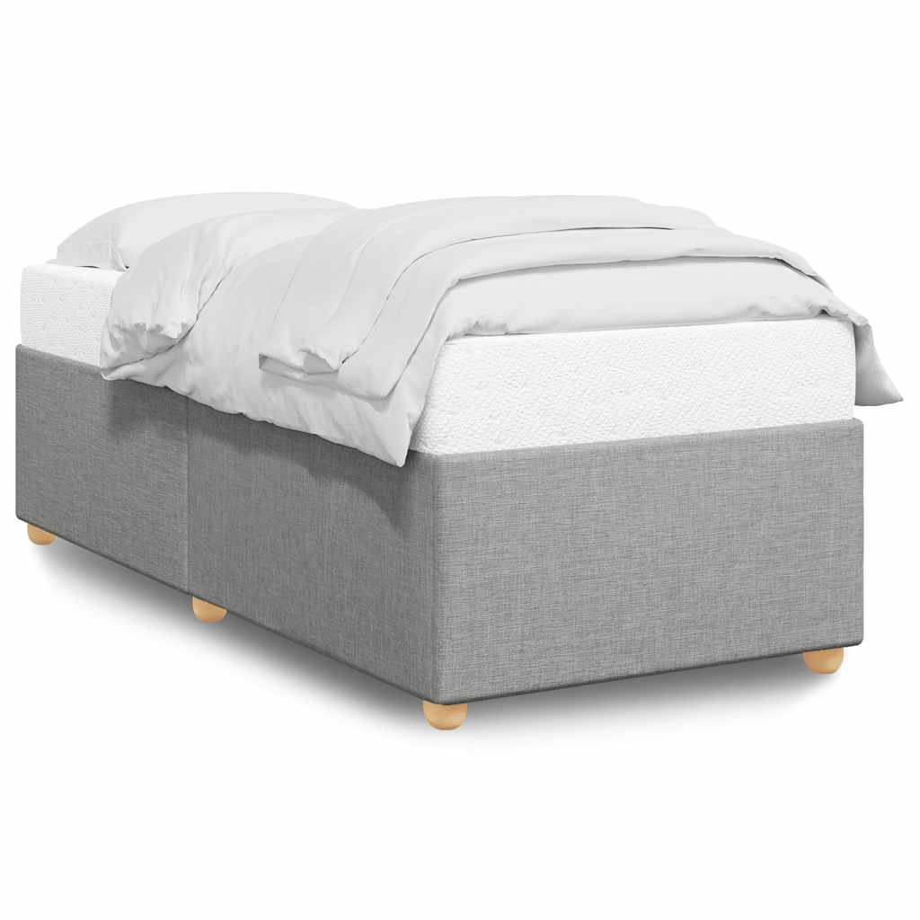 Bed Frame Light grey Polyester, Plywood, Engineered Wood Twin
