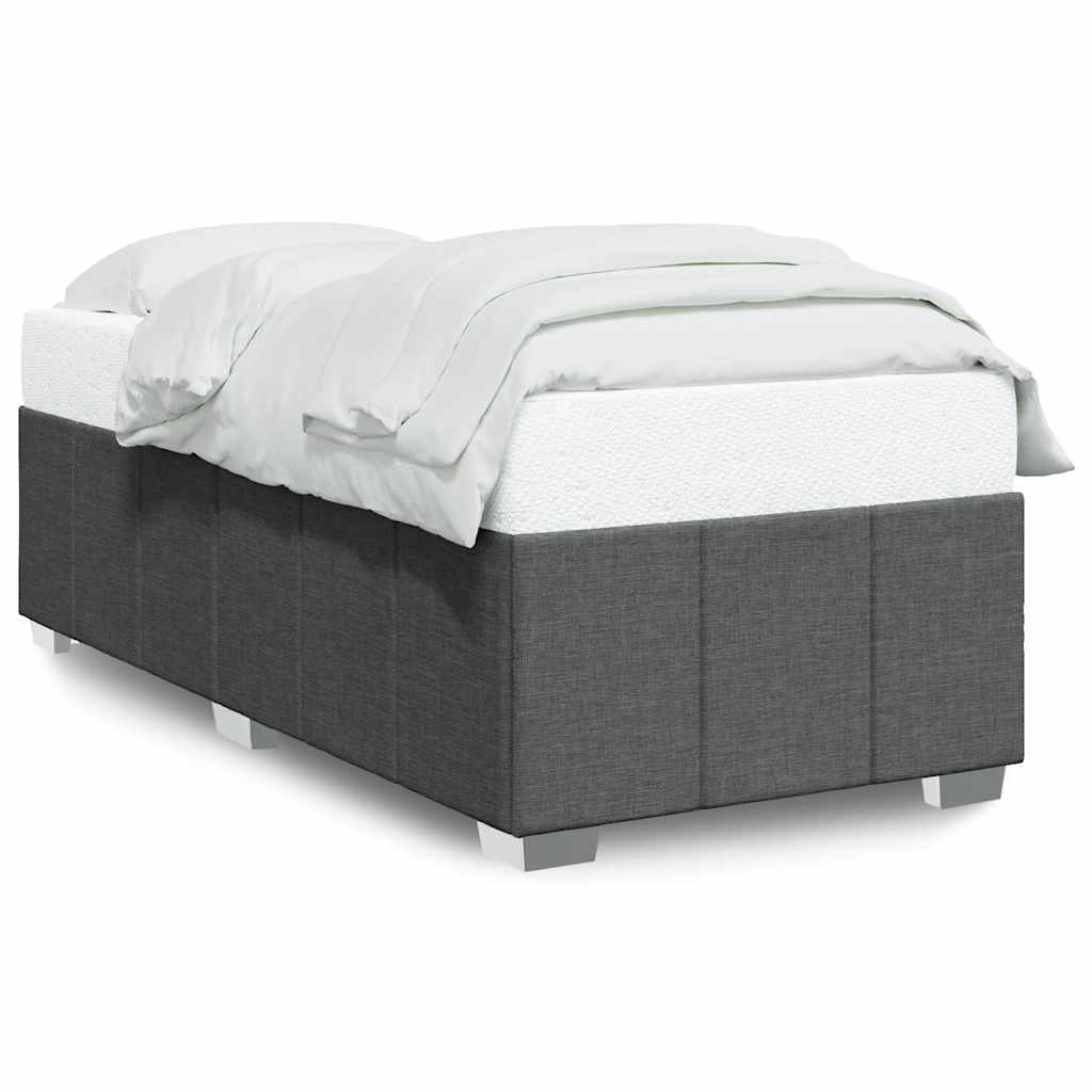 Bed Frame Dark Gray Polyester, Engineered wood, Plywood Twin