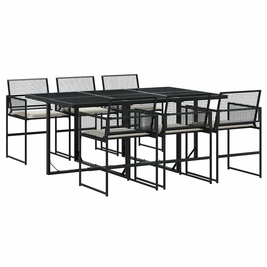 Garden Dining Set Black, Cream White