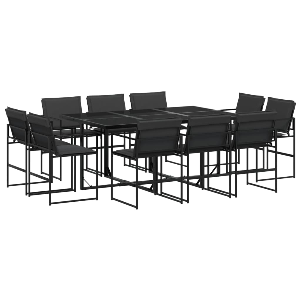 Garden Dining Set Table: Black; Chair: Black; Cushions: Dark Grey
