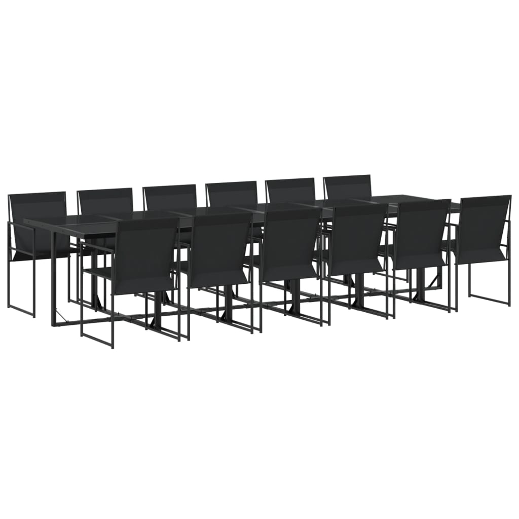Garden Dining Set Black Textilene Large Foldable