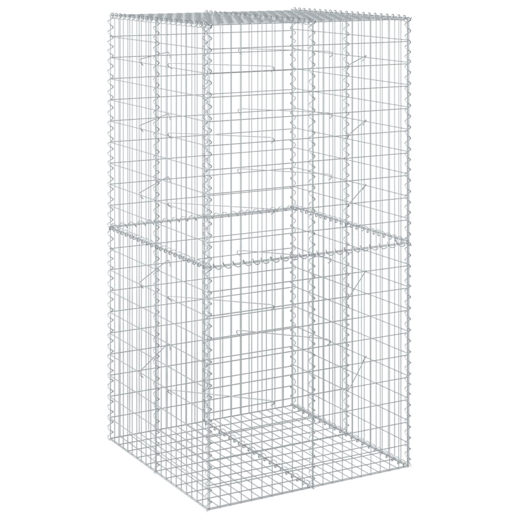 Gabion Basket Silver Galvanized Iron Wire 39.4 x 39.4 x 78.7 in