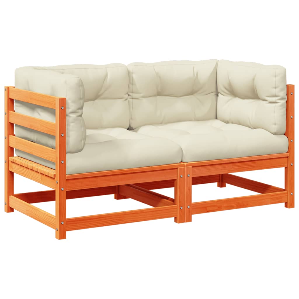 Garden Sofa Set Wax Brown Solid Pine Wood Medium Modular