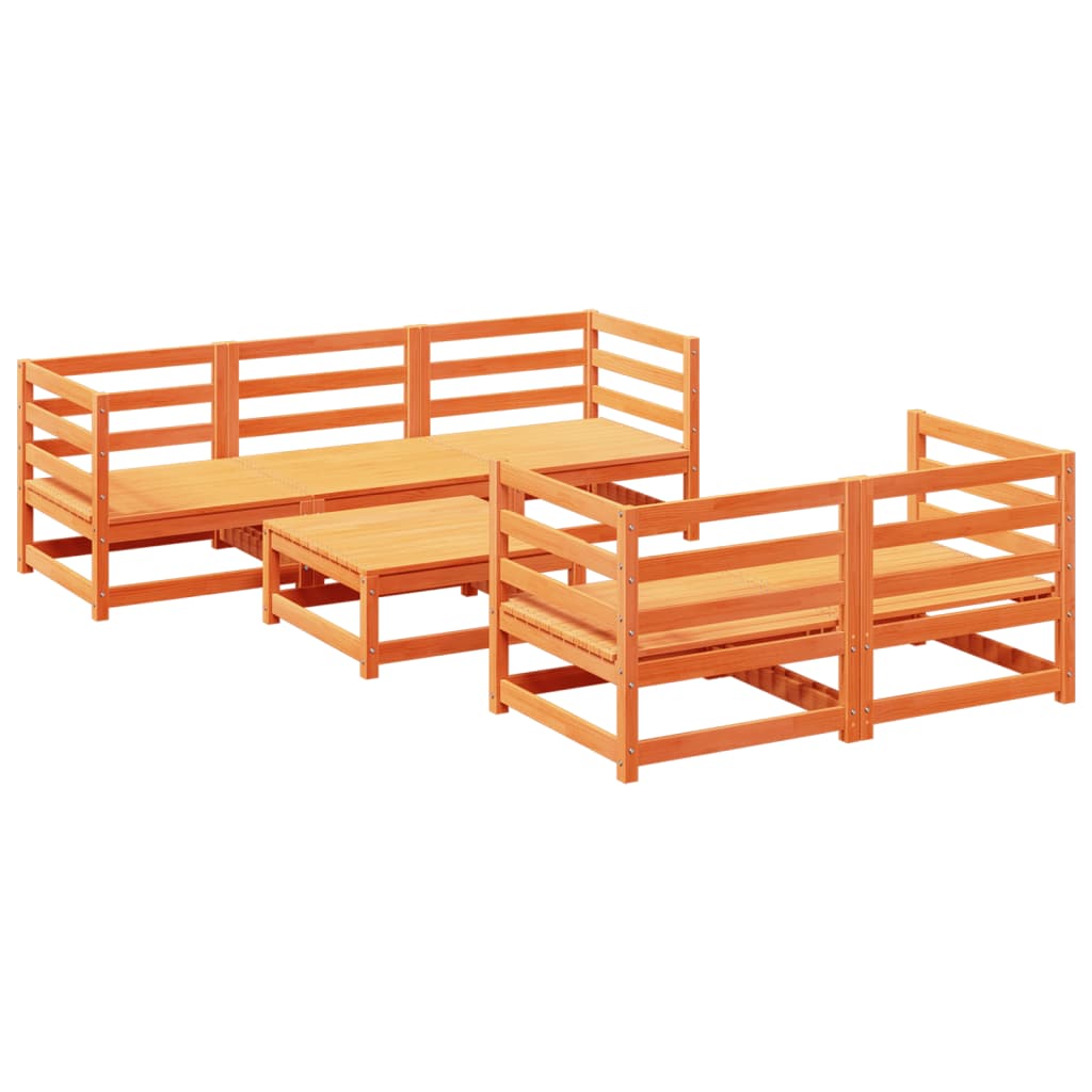 Garden Sofa Set Wax brown Solid pine wood Sectional Modular