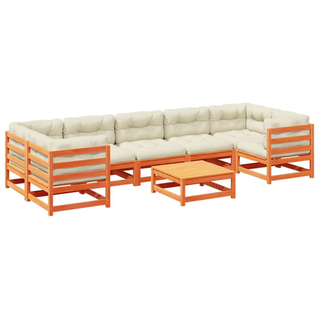 Garden Sofa Set Wax brown Solid pine wood Large Breathable Design