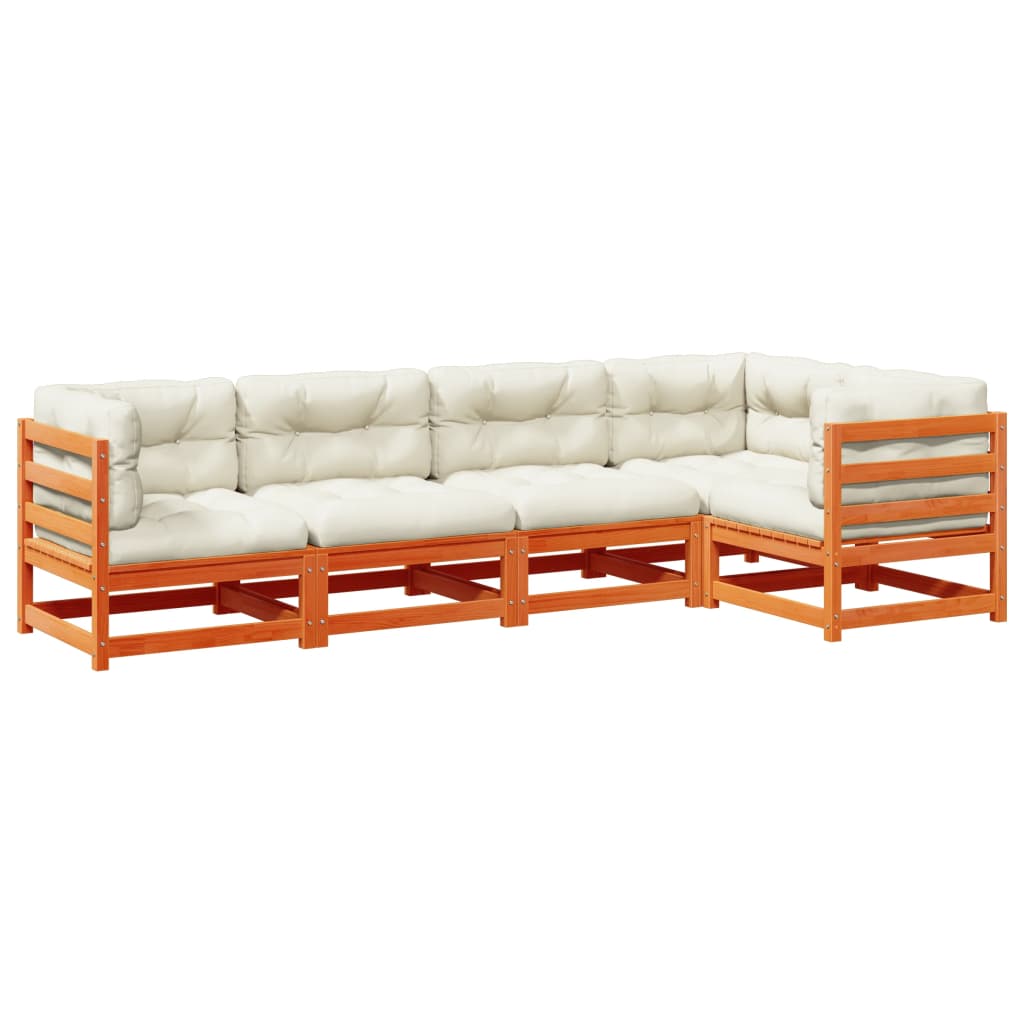 Garden Sofa Set Wax Brown, Cream