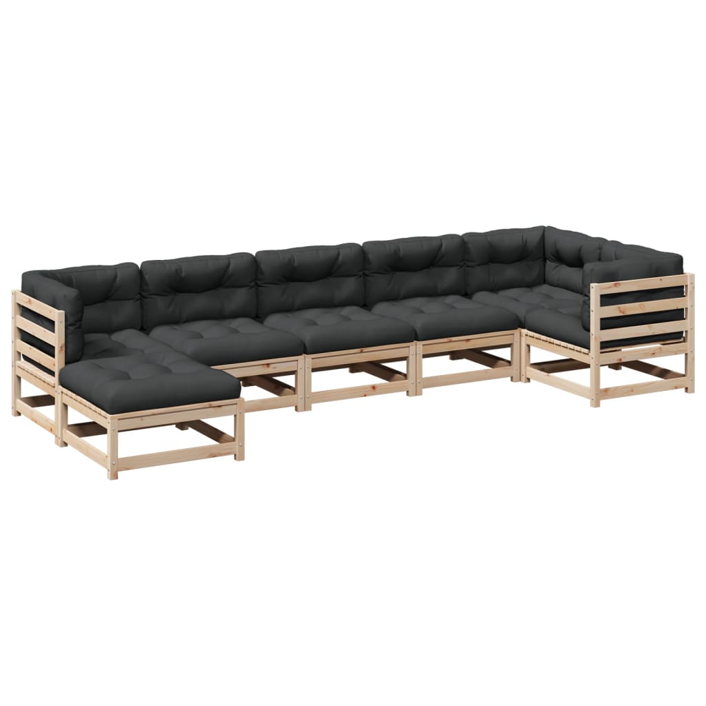 Garden Sofa Set Anthracite Solid Pine Wood Large Modular