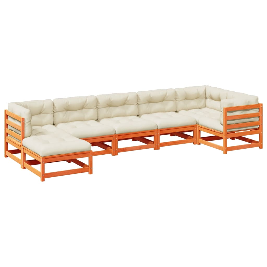 Garden Sofa Set Wax Brown, Cream