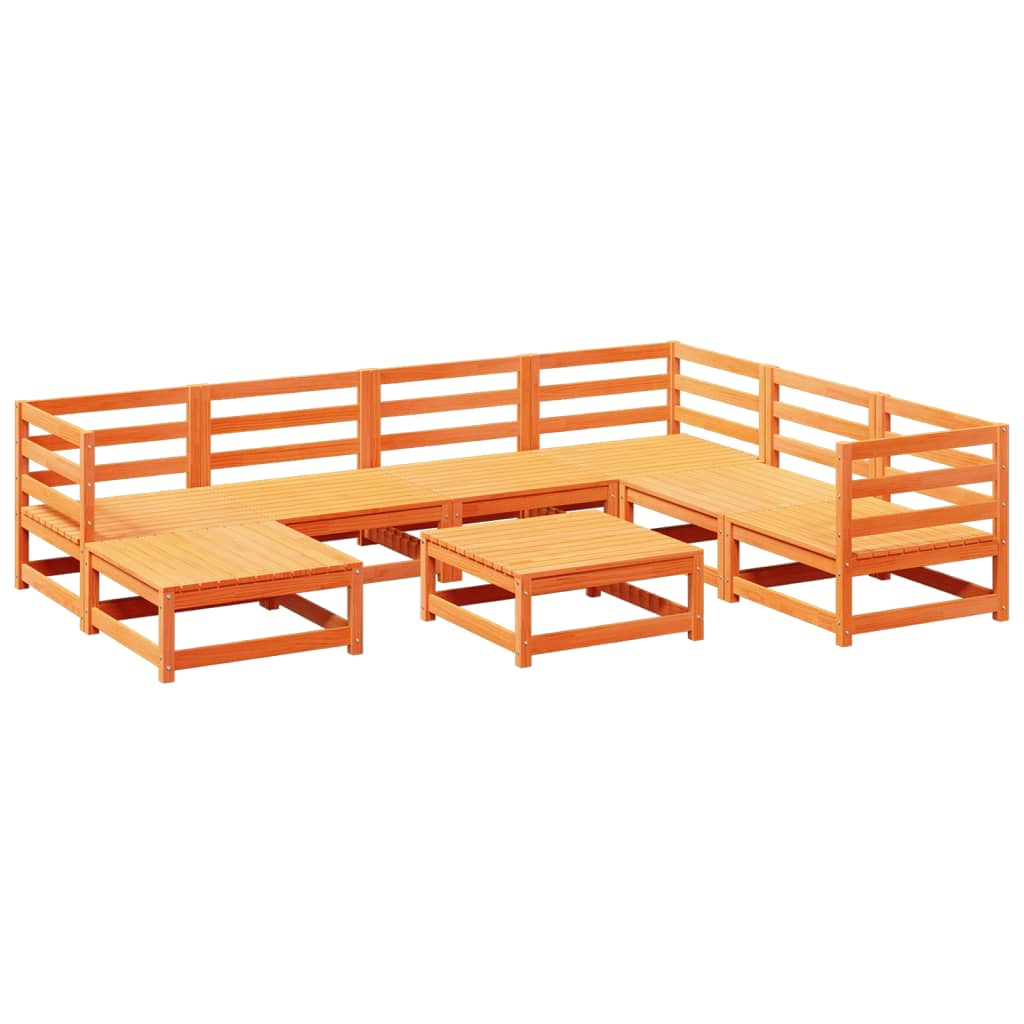 Garden Sofa Set Wax Brown Solid Pine Wood Large Modular