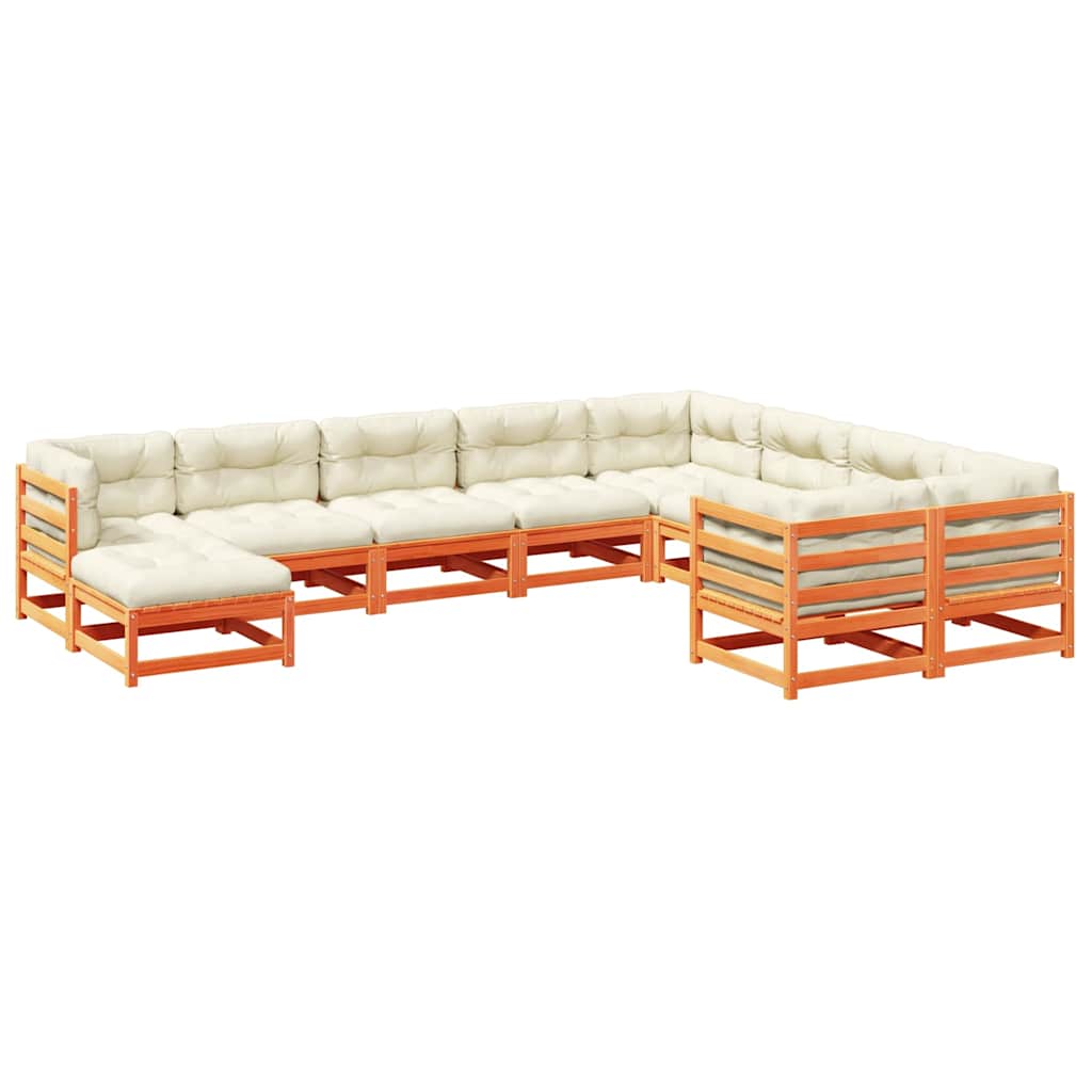 Garden Sofa Set Wax brown Solid pine wood Large Modular