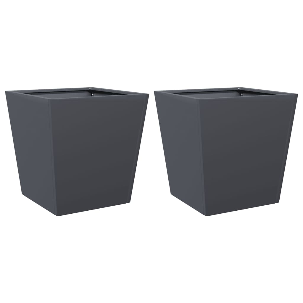 Garden Planter Set of 2 Anthracite Cold-rolled steel