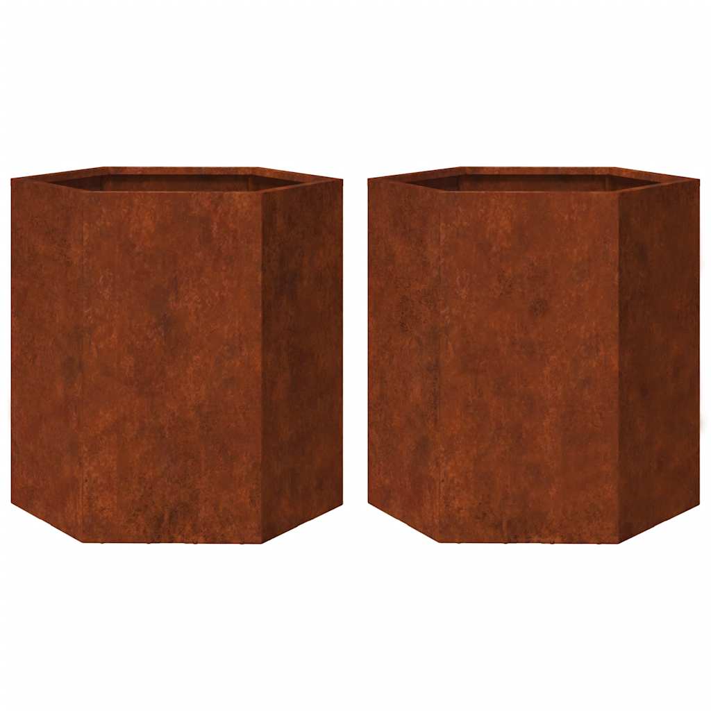 Garden Planter Set of 2 Rust-brown Weathering steel Medium
