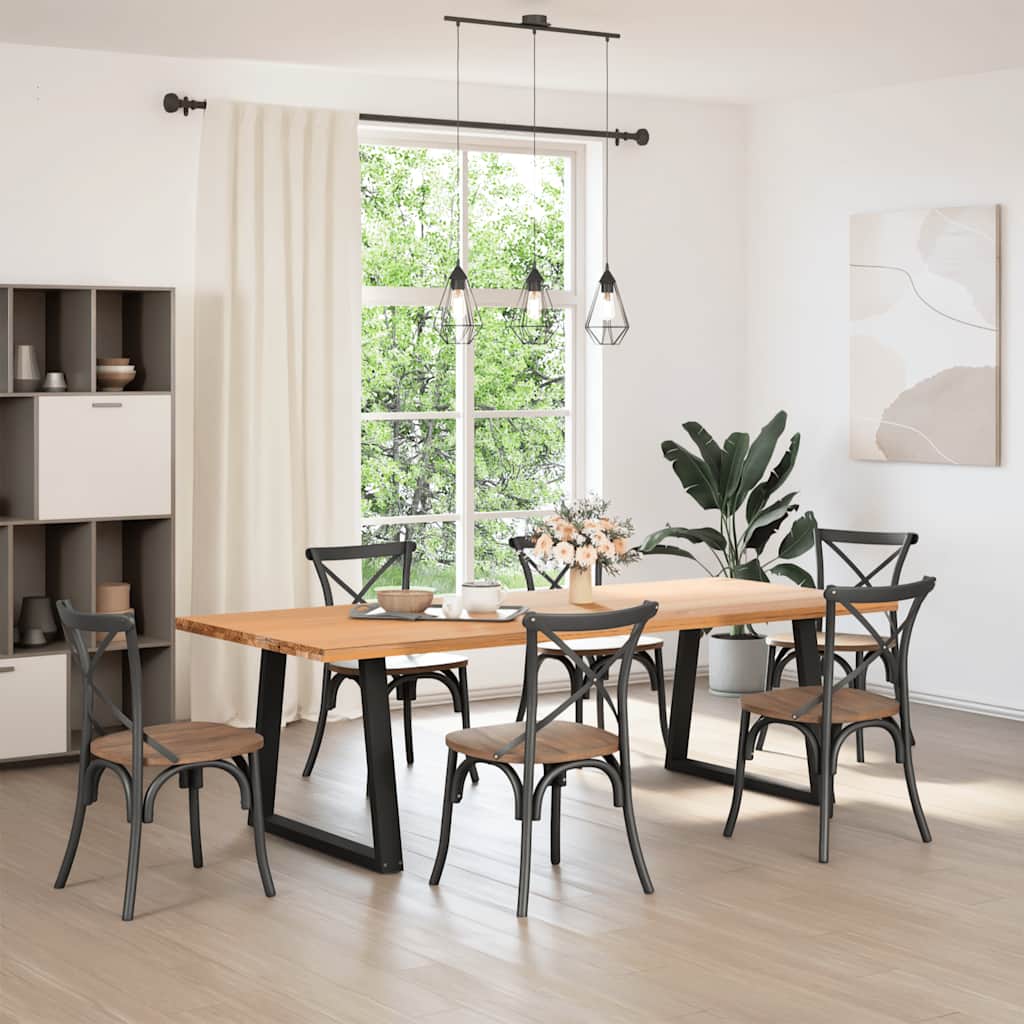 Dining Table Leg Set of 2 Black Powder-coated steel