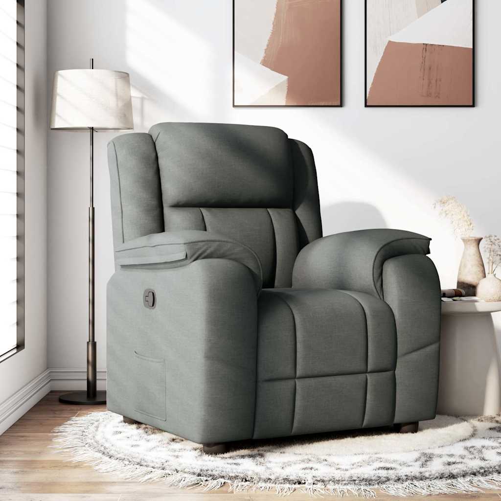 Recliner Chair Dark Grey Fabric (100% polyester), metal, plywood